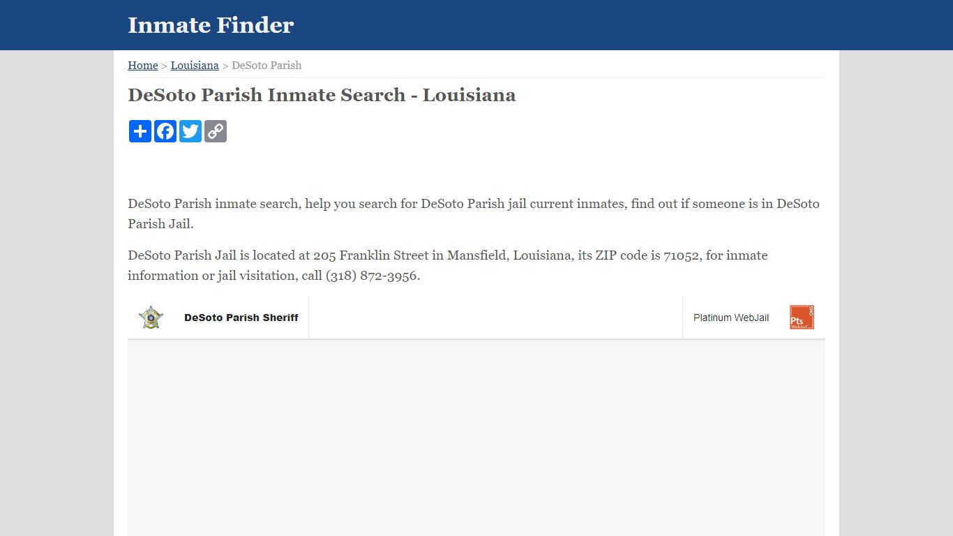 DeSoto Parish Inmate Search - Louisiana