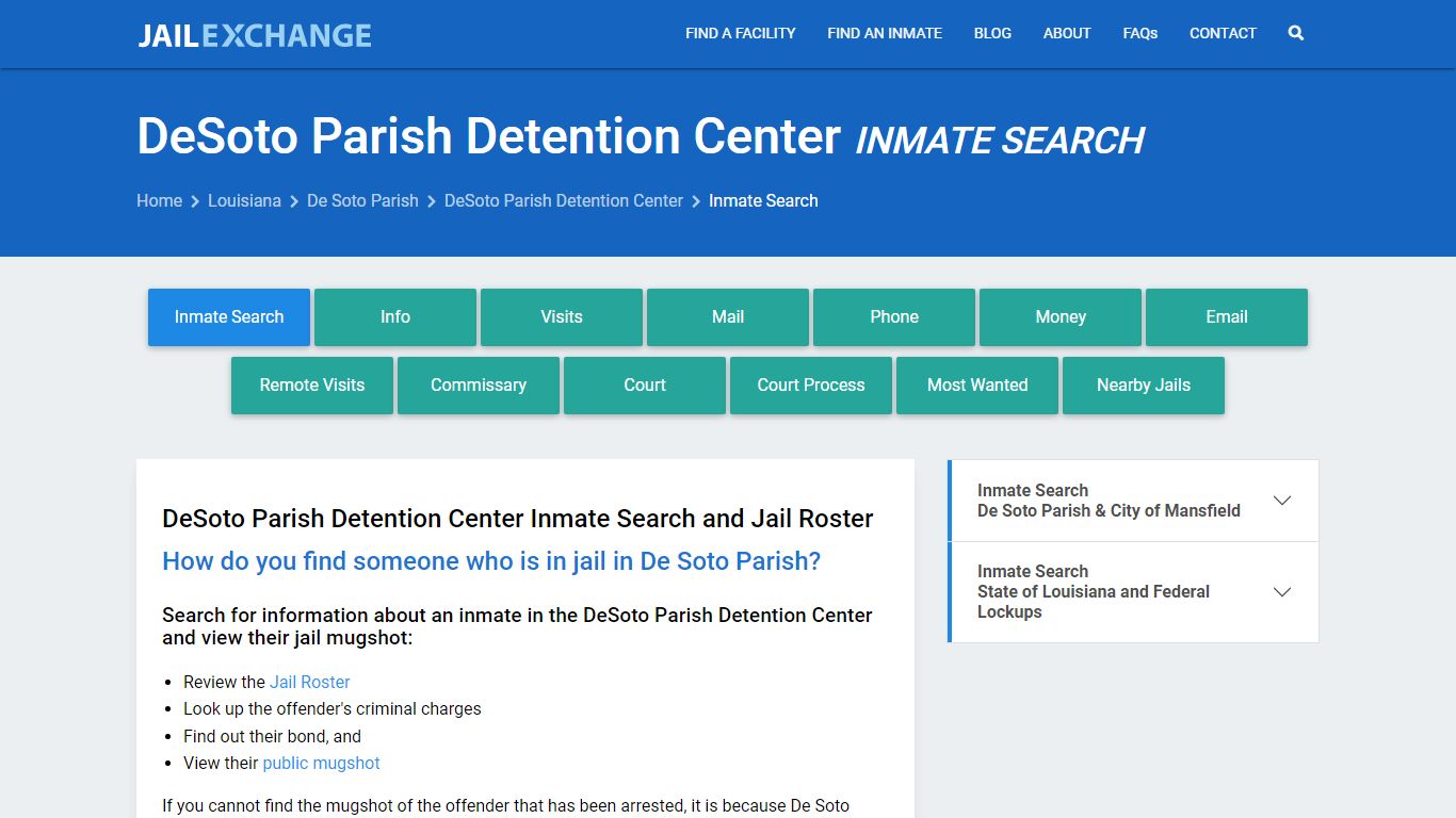 DeSoto Parish Detention Center Inmate Search - Jail Exchange